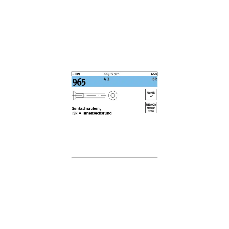 Top-Qualität DIN 965 A 2 Z Senkschrauben mit Pozidriv-Kreuzschlitz Z - Abmessung: M 10 x 16 -Z, VE mit 100 Stück