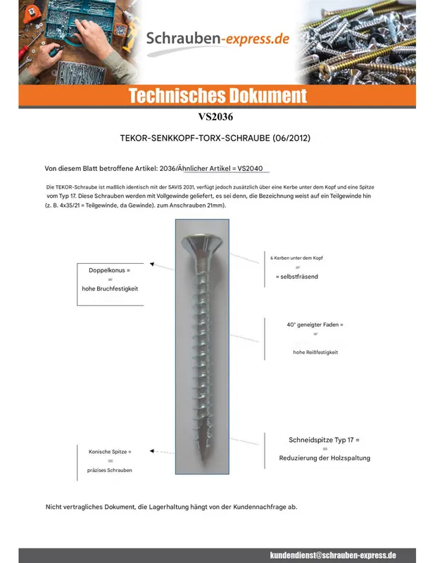 1 x Spanplattenschraube TEKOR Senkkopfschraube Gezahnt 4,5X40 T20 Verzinkt cut Bohrspitze mit Typ 17 Spitze Mega-Angebot
